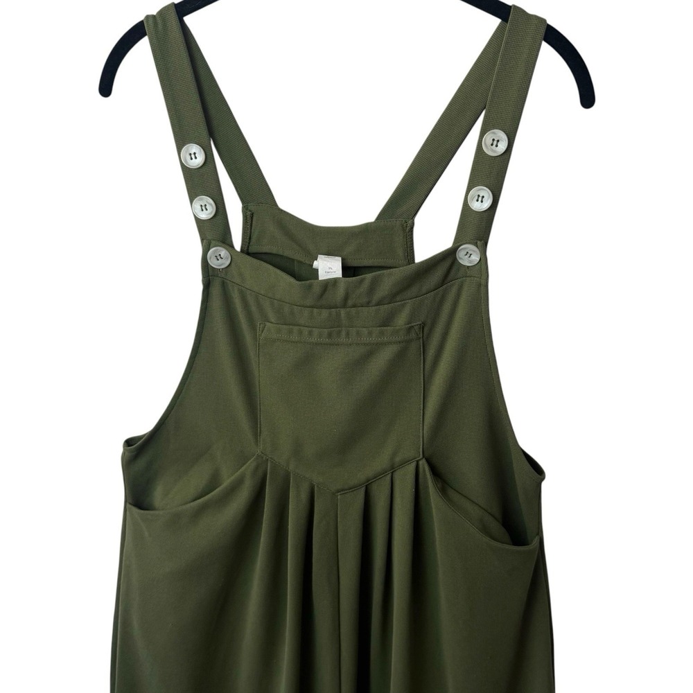 Halara Waffle Knit Overalls with Pockets Wide Leg Green Leisure Comfort Casual M - Picture 3 of 13